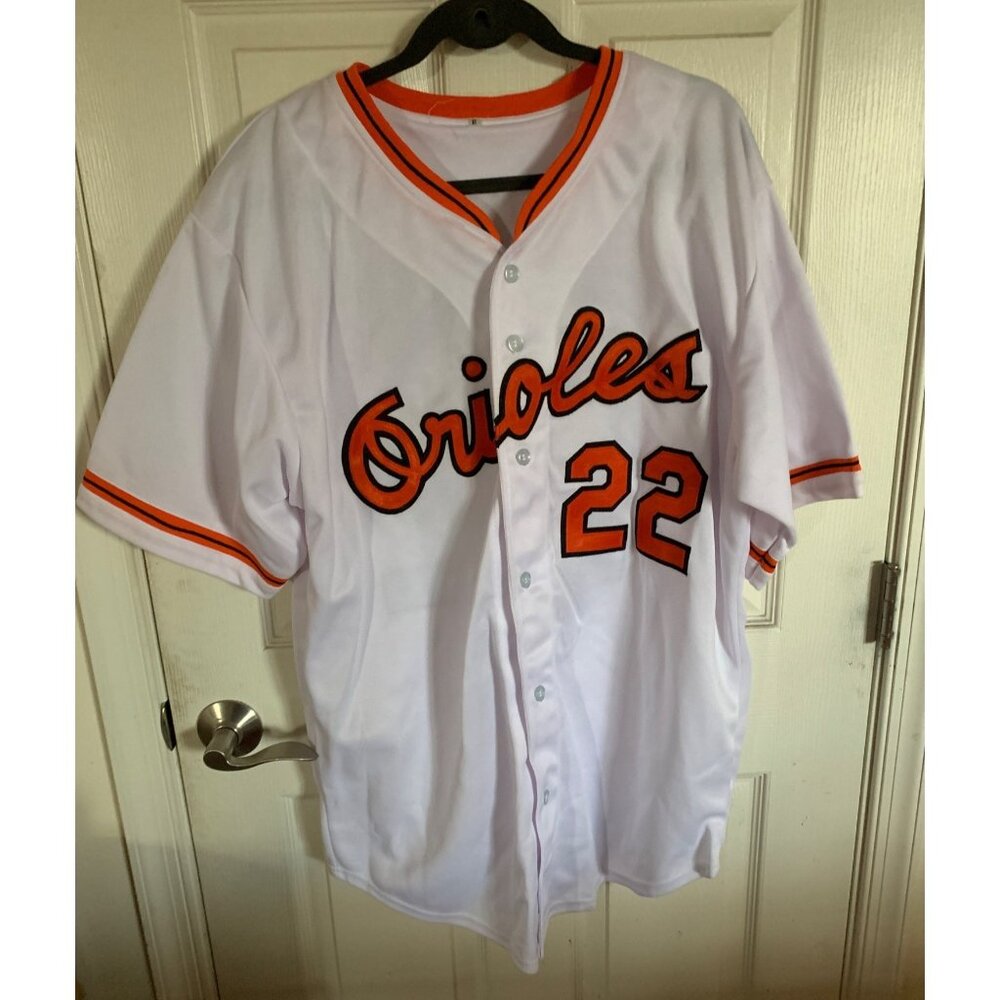 Vintage Orioles #22 Palmer Autographed Baseball Jersey XL White & Orange